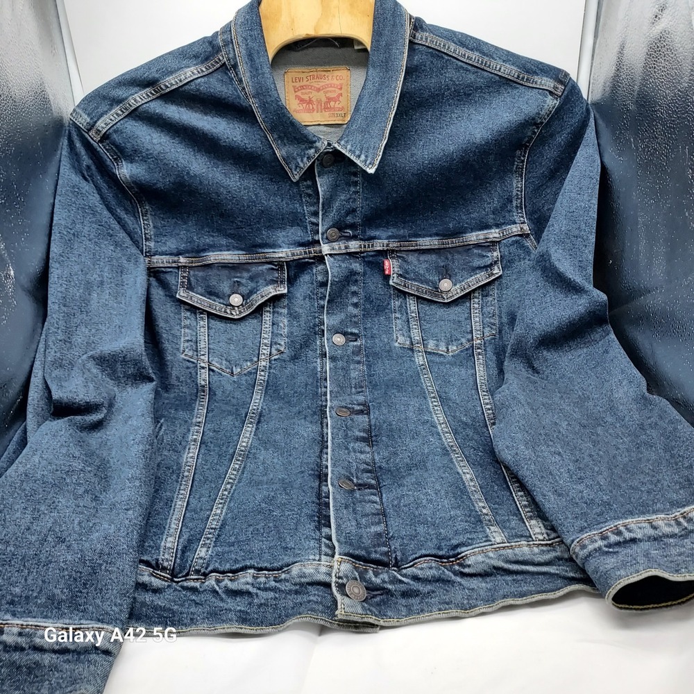 Levis Denim Trucker Jacket Mens 3XLT Dark Wash Blue Jean Jacket 67792-0001